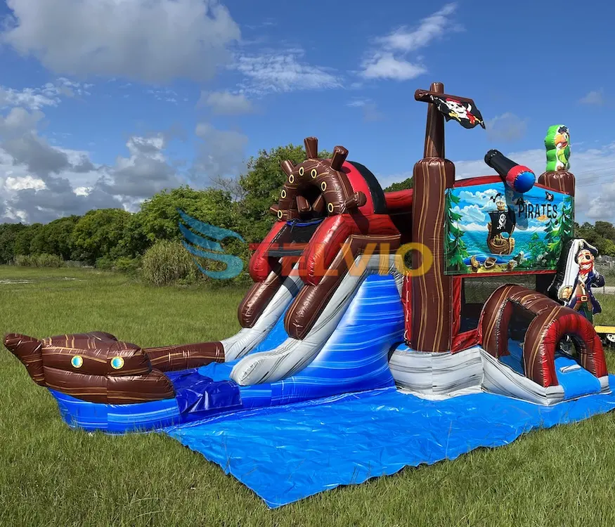 Hot bán Inflatable tàu cướp biển Anime nhảy nhà với trượt khổng lồ Bounce House Combo Inflatable Bouncer ngoài trời
