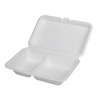 Emballage biodégradable Emballage de pulpe jetable à 2 compartiments pour boîte à lunch jetable de bagasse de canne à sucre alimentaire