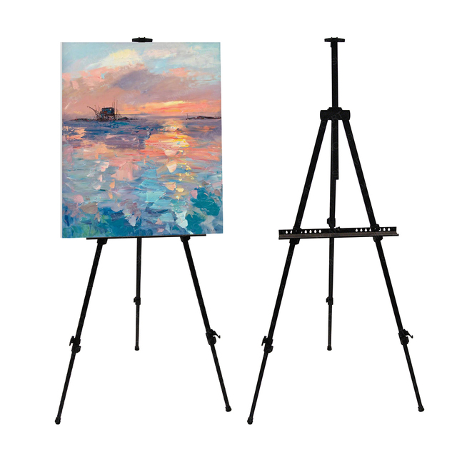 SINOART Metal Tripod Adjustable Portable Painting Easel Stand Art for Drawing Aluminum Sketch Easel