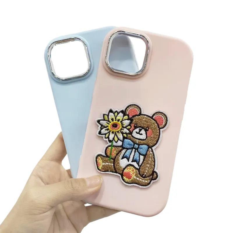 Shockproof Protective Smart Cover 3d Floral Embroidered Embroidery Real Leather Mobile Phone Case