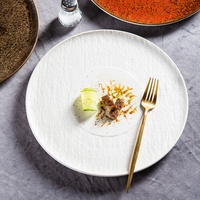 Assiette à dessert plate en céramique blanche, style européen, finition de luxe, sans plomb ni cadmium, écologique et durable, prix d'usine, vente en gros
