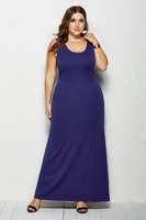 Robe longue en maille unie pour femme, col carré, sans manches, taille empire, coupe droite, grande taille, style décontracté d'été