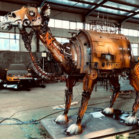 Sculpture de cheval grandeur nature en fer forgé, style steampunk, artisanale, sur mesure, pour l'extérieur et les halls d'hôtel