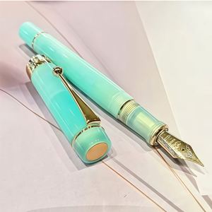 Pluma Estilográfica Metálica Verde Menta con Punta Dorada de 0.5mm, Caja de Regalo de Lujo para Empresarios, Estudiantes y Ejecutivos, Tinta Fluida - Product Image 1