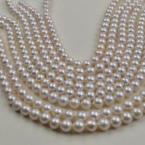 Collier de perles d'eau douce naturelles Edison 10-11 mm rondes haut de gamme blanches semi-finies avec une forte luminosité et de légères imperfections - Product Image 2