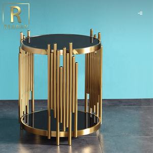 Mobili per la casa moderni in acciaio inossidabile spazzolato <span class=keywords><strong>oro</strong></span> con <span class=keywords><strong>tavolino</strong></span> in <span class=keywords><strong>vetro</strong></span> <span class=keywords><strong>tavolino</strong></span> <span class=keywords><strong>tavolino</strong></span> da caffè - Product Image 5