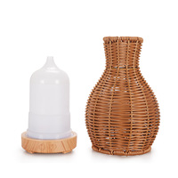 Diffuseur d'arômes en rotin creux pour bureau, nébuliseur ultrasonique, humidificateur 100 ml, machine d'aromathérapie, fonction de minuterie, silencieux