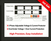 Protector Electrónico Trifásico CHOSO CPA-5 63A, Protección Contra Sobretensión, Sobrecorriente y Falla de Fase, 30kW AC, Montaje en Riel DIN