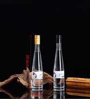 Bouteille à liqueur en verre transparent de style chinois 375 ml, haute et fine, avec bouchon à vis pour spiritueux faits maison, whisky, vodka