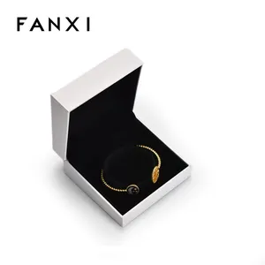 FANXI New Arrival custom Bangle box white fancy paper with velvet inside Jewel Packaging box bracelet Jewelry Boxes