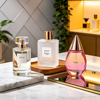 Flacon de parfum en verre coloré élégant 50g 100g 200g avec pompe pulvérisatrice et boîte pour l'emballage et la présentation de cosmétiques