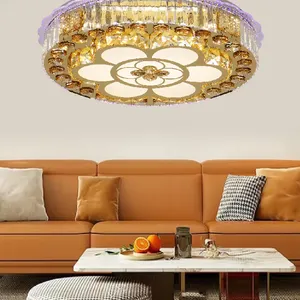 Lâmpada de cristal para teto, lâmpada de fábrica de iluminação personalizada, luzes luxuosas de luxo, lustre de cristal para teto, formato redondo, moderno