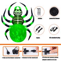 Squelette géant gonflable d'Halloween de 8 pieds avec araignée et lumières LED Décoration de cour extérieure pour pelouse hantée Affichage de cour d'Halloween