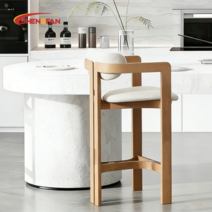 Nouvelle Arrivée Tabouret de Bar en Bois Massif Naturel de Luxe Style Italien Tissu <span class=keywords><strong>Confortable</strong></span> <span class=keywords><strong>Chaise</strong></span> de <span class=keywords><strong>Salle</strong></span> à <span class=keywords><strong>Manger</strong></span> pour Hôtel Restaurant Pub Bistro - Product Image 5