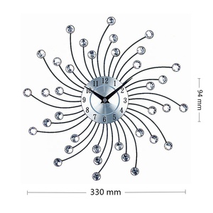 Horloge murale 3D en cristal, décoration de fête, métal scintillant, diamants incrustés, argent, cuisine, salon, chambre à coucher - Product Image 2