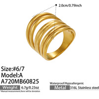 Grenzüberschreitender Europa-Amerika INS Interleaved Breitband-Ring aus Edelstahl mit 18K Gold, Trendiger Geometrischer Eleganter Damenschmuck