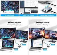 Adaptador USB C a 4K HDTV VGA, Convertidor 2 en 1 Tipo C a USB C 3.0 para Adaptador de Monitor Dual Compatible con MacBook TV Video Hub
