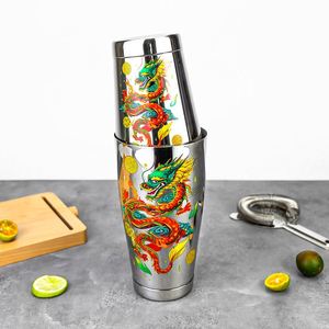 Impression d'autocollants personnalisés, shaker Boston Loong 850+550ml en acier inoxydable SS304, shaker à cocktails pour barman - Product Image 1