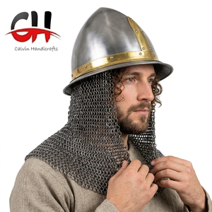 หมวกเหล็ก CH Armor Knight หล่อขึ้นรูปด้วยเหล็ก ลายนูนธีมพุทธศาสนา ของสะสมงานศิลปะ Calvin Handicrafts ยูตะรากานด์ ปีใหม่ - Product Image 1