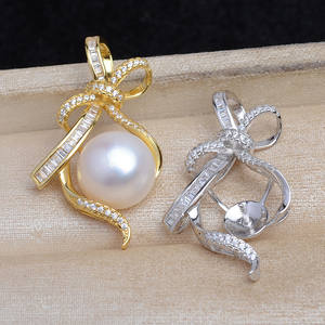 Accessoires DIY pour bijoux en perles, base de pendentif en argent S925, nœud chinois, nœud papillon, 11-12 mm, cache-cernes JG5933, base vide - Product Image 1