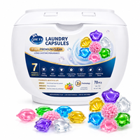 Lessives en dosettes 70 unités 7 en 1 Nettoyage Premium Protection des couleurs Anti-bactérien Parfum Floral Fruité pour Lave-linge Automatique