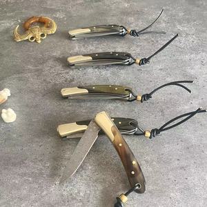 WZ132R manico in osso di Yak in acciaio damasco coltello da tasca per adulti coltello da campeggio - Product Image 1