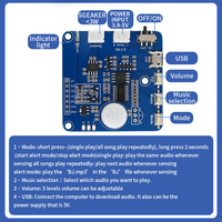 Sensor de Movimiento PIR DT810, Placa de Sonido, Módulo de Sensor de Movimiento, Control Remoto Programable por USB DT810