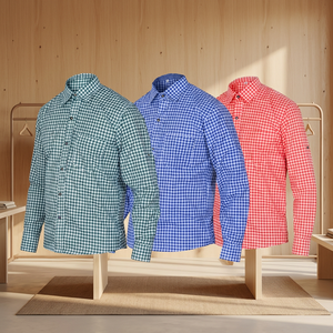 Chemise traditionnelle allemande, à carreaux, horloge, style hawaïen, Herren, oxen, - Product Image 3