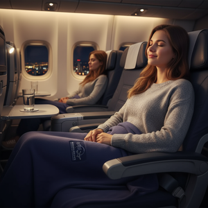 Manta de Avión Directa de Fábrica, Certificada GRS, de Poliéster Reciclado, Manta de Viaje para Aerolíneas, Ignífuga, Venta al por Mayor OEM de Fábrica - Product Image 3