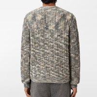 Pull en maille côtelé classique pour homme, col rond, dégradé de couleurs, coupe oversize, manches longues, avec logo frontal, en laine/viscose, collection Printemps, ODM