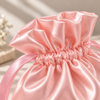 Pochette à bijoux en satin doux, sac à cordon réutilisable, petit format pour bague, collier, bracelet, cadeau, rangement de voyage