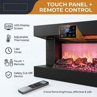 Cheminée électrique à LED tactile 3D intégrée, thermostat réglable, télécommande, utilisation en intérieur, 750W-1800W, salon moderne