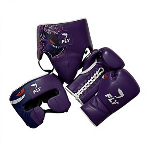 Ensemble de sparring personnalisé en cuir de vachette véritable - Gants de boxe - Protection inguinal - Casque de boxe - Gants de boxe personnalisés Winning - Violet - Product Image 1