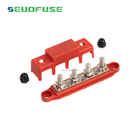 Barre de bus 250A 12V 3/8 "bloc de distribution d'énergie 4 goujons bloc de jonction automobile batterie marine bornier de barre omnibus avec couvercle