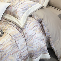 Parure de lit 4 pièces en coton peigné à longues fibres, 100 fils, couleur unie, épaisse et chaude, pour lit – Luxe léger