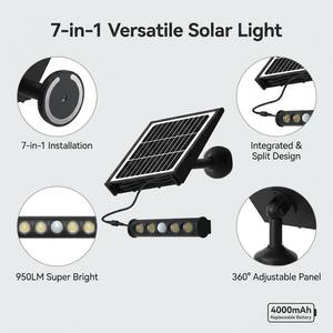 Lampada Solare LED Impermeabile IP65 da 8W con Batteria Sostituibile da 4000mAh, 360° °   Pannello Solare Monocristallino Regolabile per <span class=keywords><strong>Giardino</strong></span> e Cortile - Product Image 1