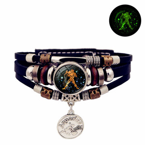 Bracciali luminosi segni zodiacali bracciali multistrato In pelle per uomo e donna Go Party Glow In The Dark 12 oroscopo braccialetti luminosi