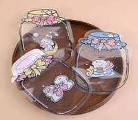 Sac à fermeture éclair en forme de pot, pochette auto-adhésive Kawaii de dessin animé, sac d'emballage transparent en plastique pour bonbons, cadeaux, collations, bijoux, papeterie