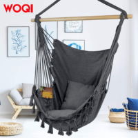 WOQI Chaise en Macramé Balançoire Pliable Hamac Suspendu Corde Matériel Kit Poids Max 330 Lbs Coton Toile Sac de Transport pour Camping