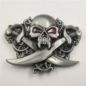 Mens Skull Head Belt Buckle Punk Rock Gothic Belt Buckle Fits Belts Up to 1.5 Inches Wide