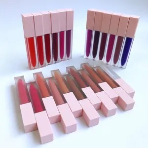 OEM Pabrik Kualitas Tinggi Tabung Cair Tahan Lama 24 Jam Label Pribadi Lipstik Matte Beludru Vegan