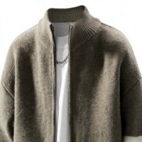 Veste en tricot zippée surdimensionnée de luxe pour homme, pull tendance en polyester et coton anti-boulochage à manches longues pour homme, hiver