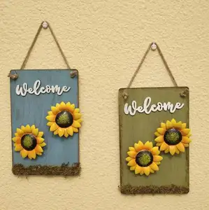 Pastoral style wood painting decoration iron art sunflower combination hanging painting living room bar wall hanging Decoration