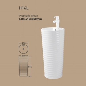 Lavabo sur pied en céramique blanche H16CL, lavabo monobloc à un seul trou - Product Image 2