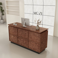 Comptoir d'accueil personnalisable en cuir vintage pour magasin de vêtements et salon de beauté, boutique de vêtements pour femmes, design squelette compact