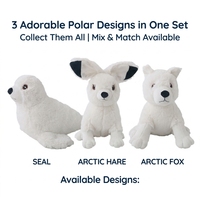 Peluche Animale Polaire Réaliste : Phoque, Renard Arctique, Léopard des Neiges – Doudou en Coton PP Ultra Doux et Écologique