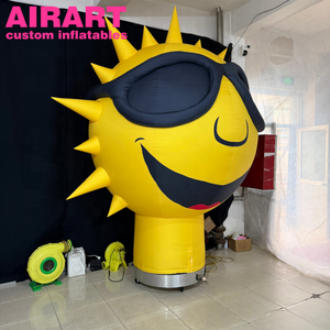 Décoration de fête comprenant un soleil gonflable jaune, une boule gonflable en forme de soleil souriant avec des lunettes noires - Product Image 3