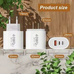 US EU <b>Plug</b> PD 40W Super Fast Charging USB <b>C</b> Wall Charger Power <b>Adapter</b> for Universal Mobile Phone - Product Image 5