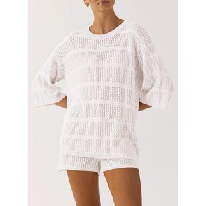 Maillots de bain 2 pièces pour femmes personnalisés, hauts à manches courtes et shorts, tenues de plage - Product Image 6