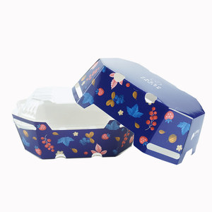 Disposable supermarket fruit and vegetable display Kraft Paper tray sushi plastic lid fruit paper tray